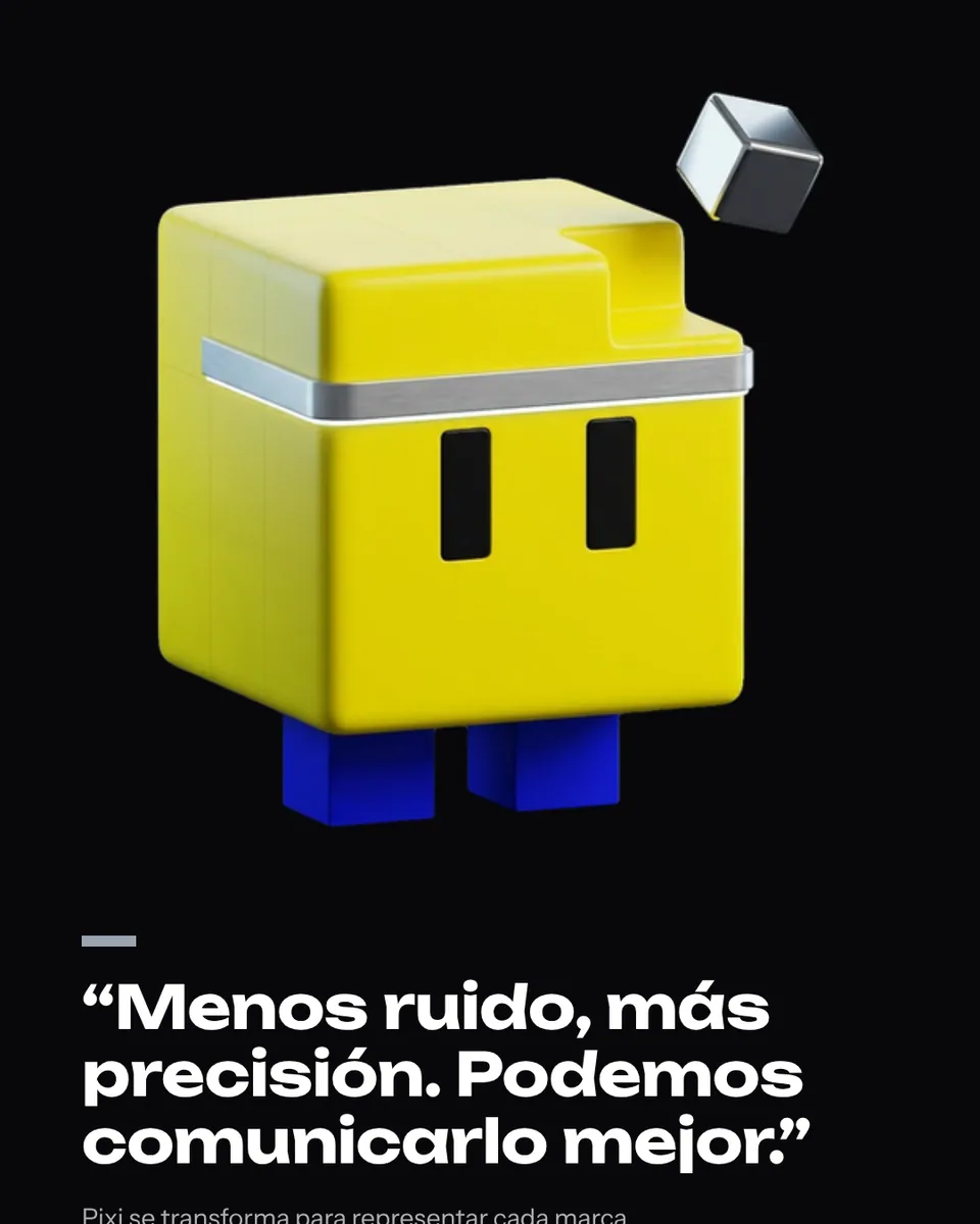 Historia vertical con Pixi tecnología y la frase "Menos ruido, más precisión."