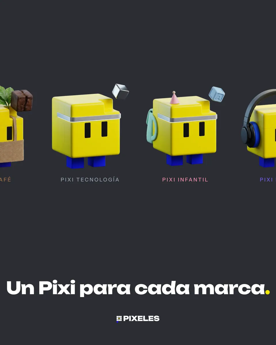Fondo de pantalla con las variantes de Pixi en fila