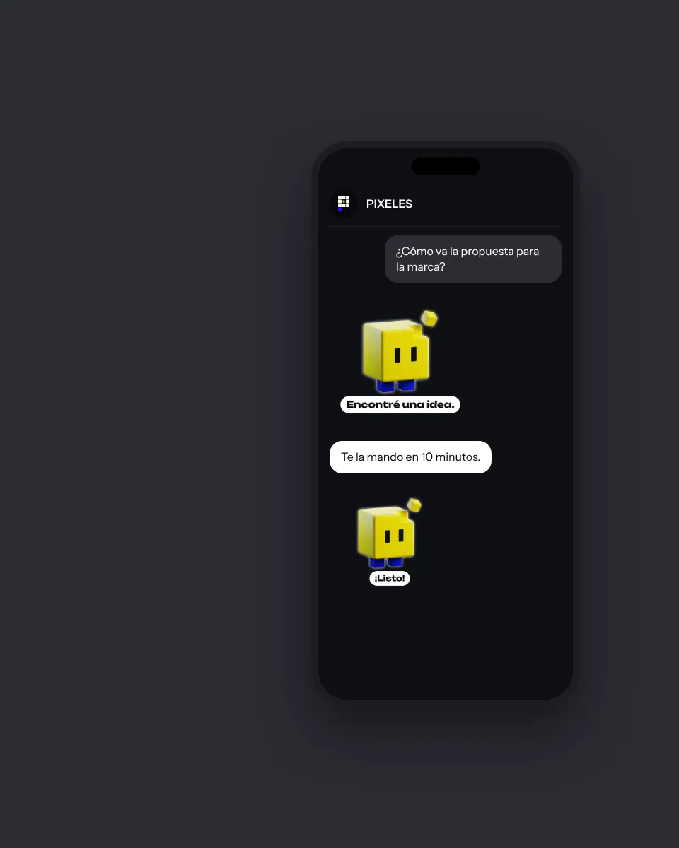 Teléfono con un chat que usa los stickers de Pixi